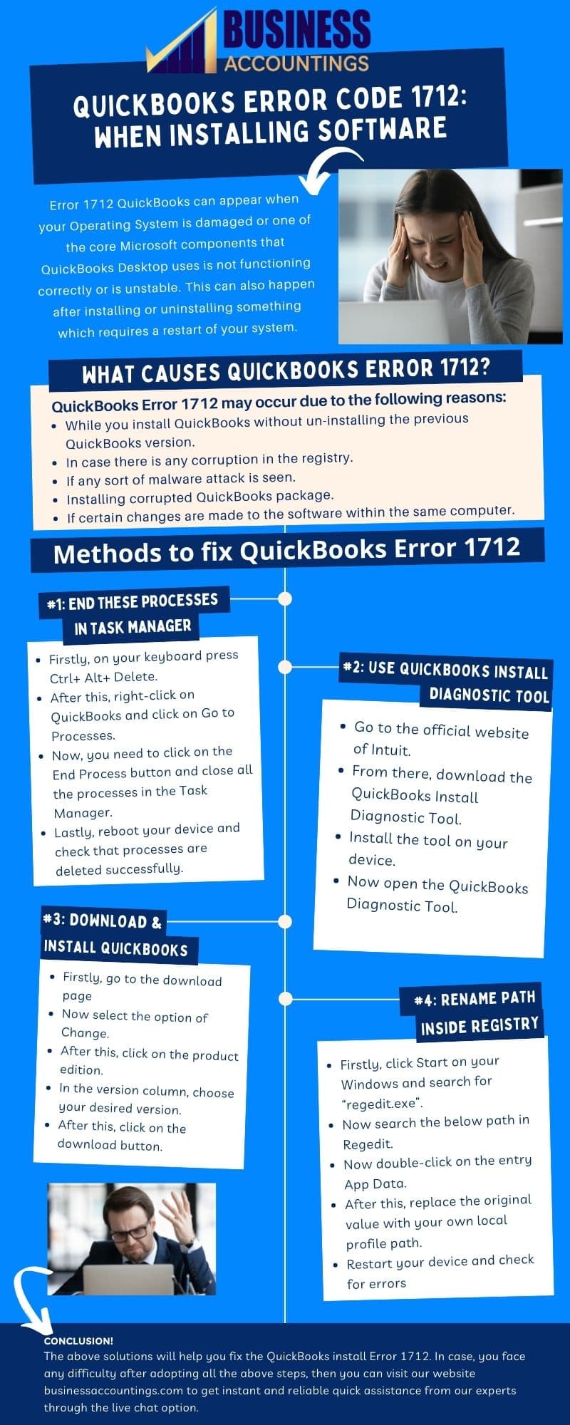 Infographic of Solutions for QuickBooks Error 1712