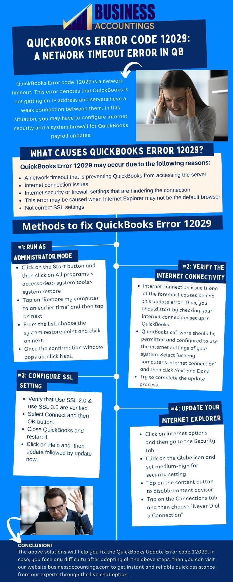 Infographics to Solutions of QuickBooks Error Code 12029