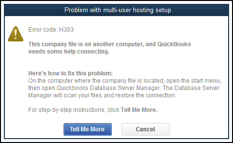 QuickBooks Error Code H303 Message Screenshot