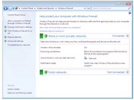 In the left column of the window click Allow a program or feature through Windows Firewall