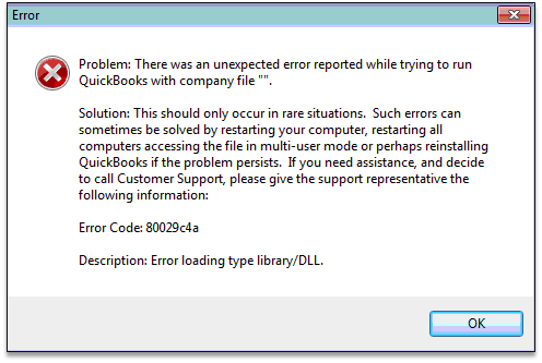 Error code: 80029c4a
Description: Error Loading type library/DLL.