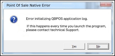 Error initializing QBPOS application log