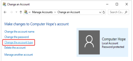 change account for windows 8 and 10